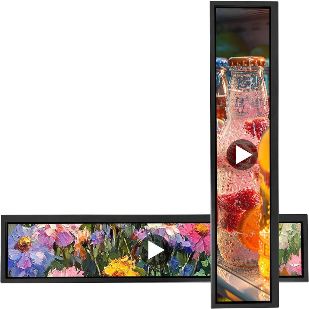 VSDISPLAY 24 Inch Touch Screen 1920x360 IPS Monitor Android 11 Stretched Bar LCD Auto Copy Autoplay as Extra Advertising Display,Supports USB/SD Input