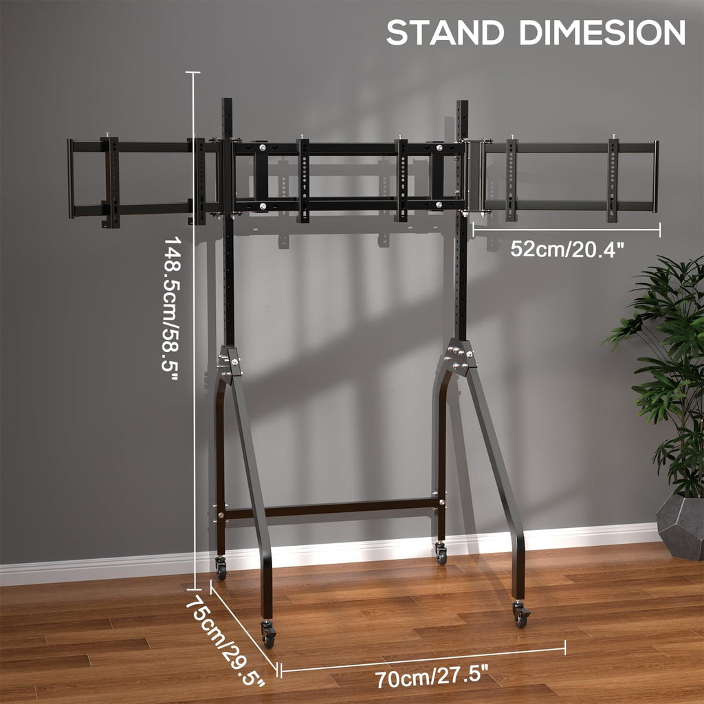 Anman Ultra-stable Triple Monitor Stand for Racing Simulator Cockpit 27-32 Inch Heavy Duty Triple Screen Mount With Casters and Punk Design