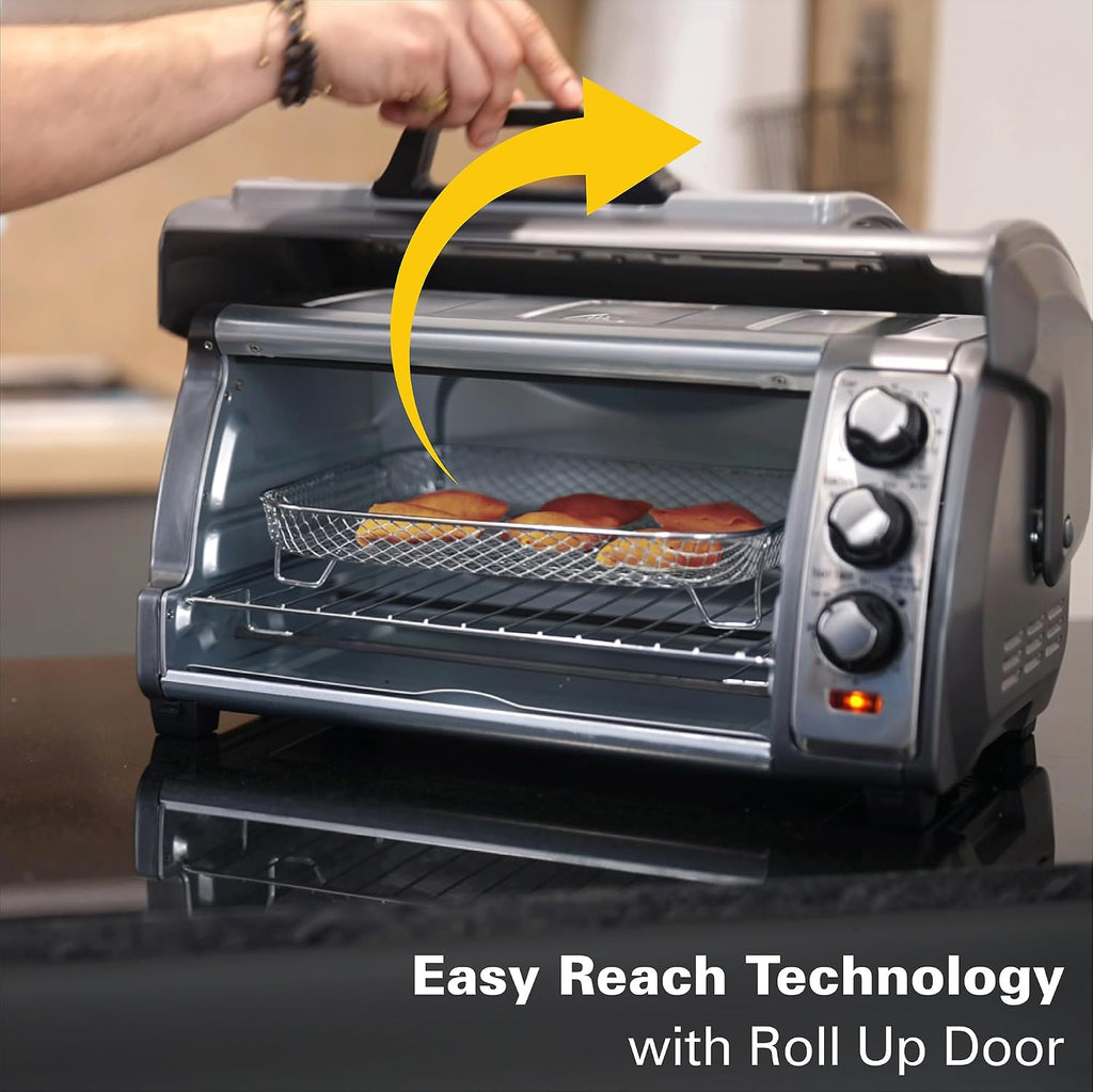 Hamilton Beach Toaster Oven Air Fryer Combo with Large Capacity & 6-Quart Slow Cooker with 3 Cooking Settings, Dishwasher-Safe Stoneware Crock & Glass Lid, Silver (33665G)