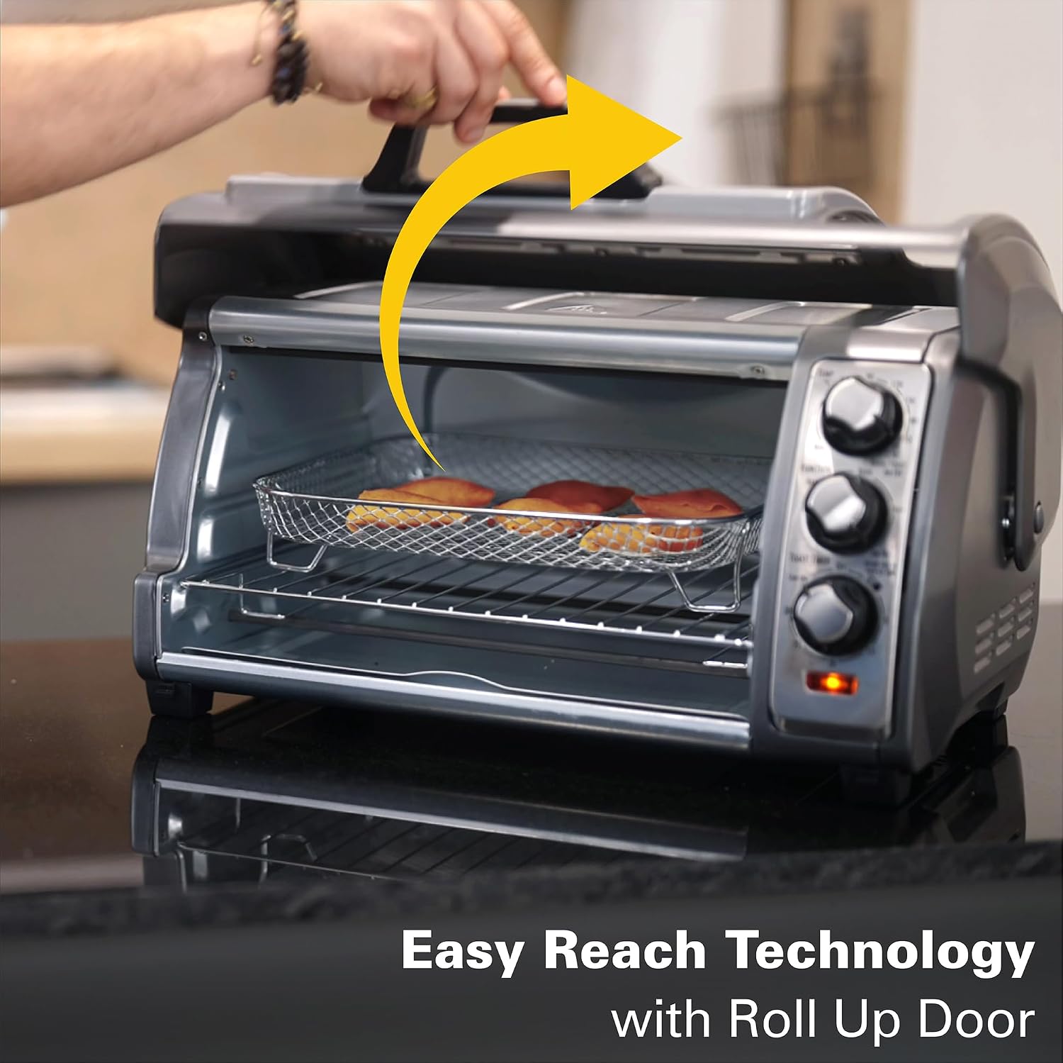 Hamilton Beach Toaster Oven Air Fryer Combo with Large Capacity & 6-Quart Slow Cooker with 3 Cooking Settings, Dishwasher-Safe Stoneware Crock & Glass Lid, Silver (33665G)
