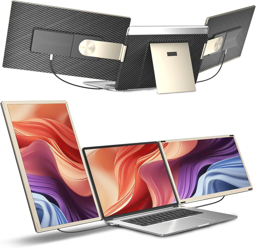Laptop Screen Extender,15.6' Portable Monitor, FHD 1080P Ultra-Slim Travel Monitor with Speakers, Triple Display Extension, Compatible with 13-17.3' Laptops