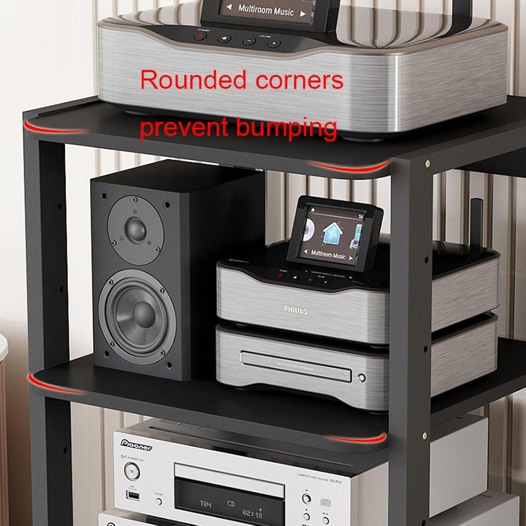 Entertainment Center for TV, Audio Video Components, Stereo Equipment, Gaming Consoles - Media Stand with Open Storage Shelves for Streaming Devices
