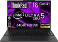 Lenovo ThinkPad T16 Gen 4 Business Laptop 16 FHD+ Display, Intel Ultra 5-225U (Beats i7-1355U), 64GB DDR5 RAM, 2TB SSD, 5MB Webcam, Fingerprint, Backlit KB, WiFi 6E, RJ-45, Win 11 Pro