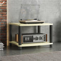 Audio Rack Cabinet with Adjustable Rubber Feet, Stereo Racks and Stands, Open Media Storage Stand for Stereo, AV Equipment, Record Player, DVD, Game Consoles(Beige,Medium)