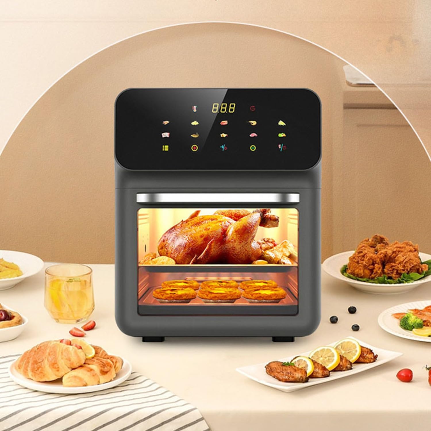 Air Fryer Toaster Oven Combo - 11-in-1 Digital Convection Oven with Grill, Bake, Roast, Reheat, Broil, Dehydrate, Easy Clean