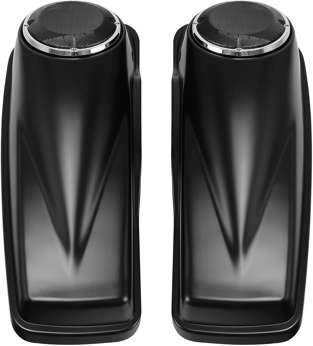 HR3 Color-Matched Black Denim Saddlebag Lids w/ 6.5' Speaker Grills Compatible with 2014-later Harley Touring Road Glide Street Glide Ultra Limited Electra Glide Standard
