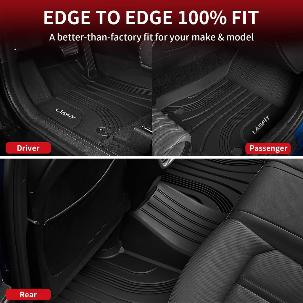 LASFIT Floor Mats for Hyundai Elantra 2026 2025 2024 2023 2022 2021 (Only Fit Gas & Automatic) & Elantra N 2022-2026 (Only Fit Automatic) Custom Fit TPE All Weather Floor Liners Car Mats, Black