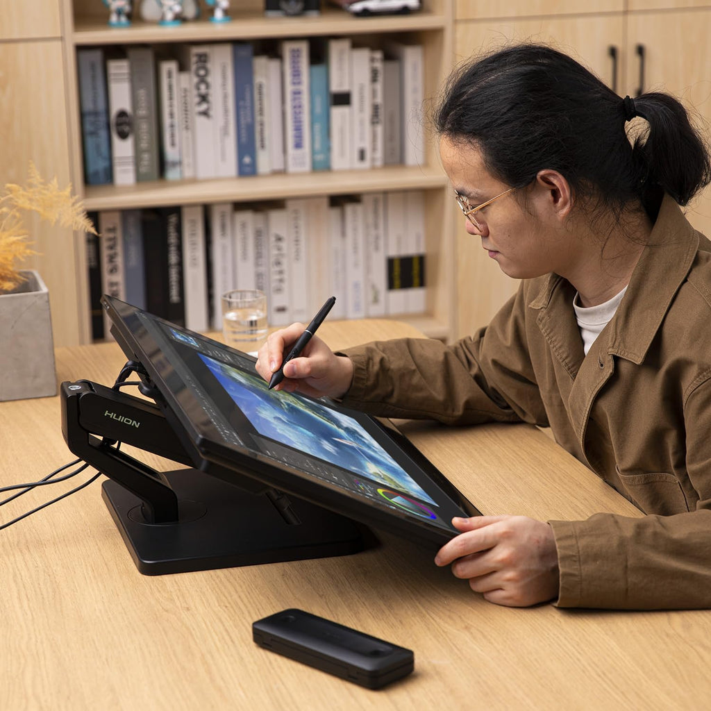 HUION Stand, Single Monitor Arm for 17-32 inch Screens, Holds up to 22 lbs, Adjustable Monitor Mount with Gas Spring Full Motion, VESA 75x75 & 100x100mm