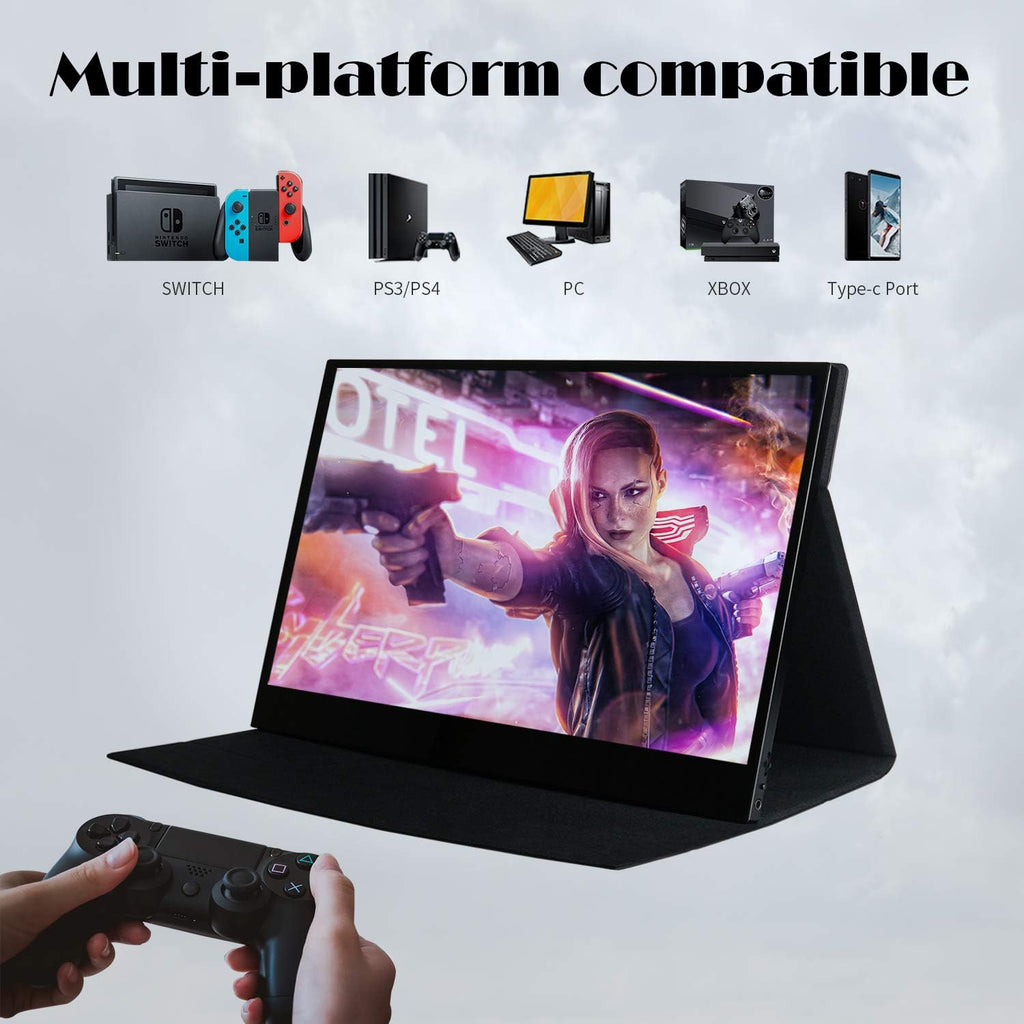 WIMAXIT 15.6 Inch Portable Touch Monitor with Dual Speakers, Full HD 1920 x 1080, VESA 75 mm, HDMI/USB-C Connection, Ideal for Laptops, Xbox and Smartphones