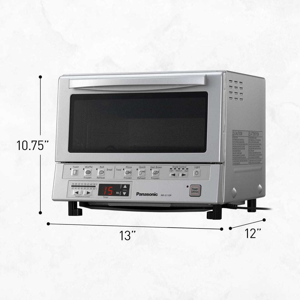 Panasonic FlashXpress Compact Toaster Oven with Double Infrared Heating, Crumb Tray and 1300 Watts of Cooking Power - 4 Slice Countertop Toaster Oven - NB-G110P (Stainless Steel) (Renewed)
