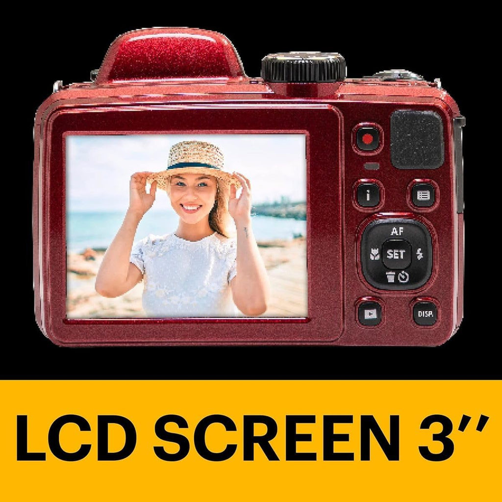 Kodak PIXPRO AZ425 Astro Zoom 20MP Full HD Digital Camera, Red, Bundle with 32GB Memory Card and Bag