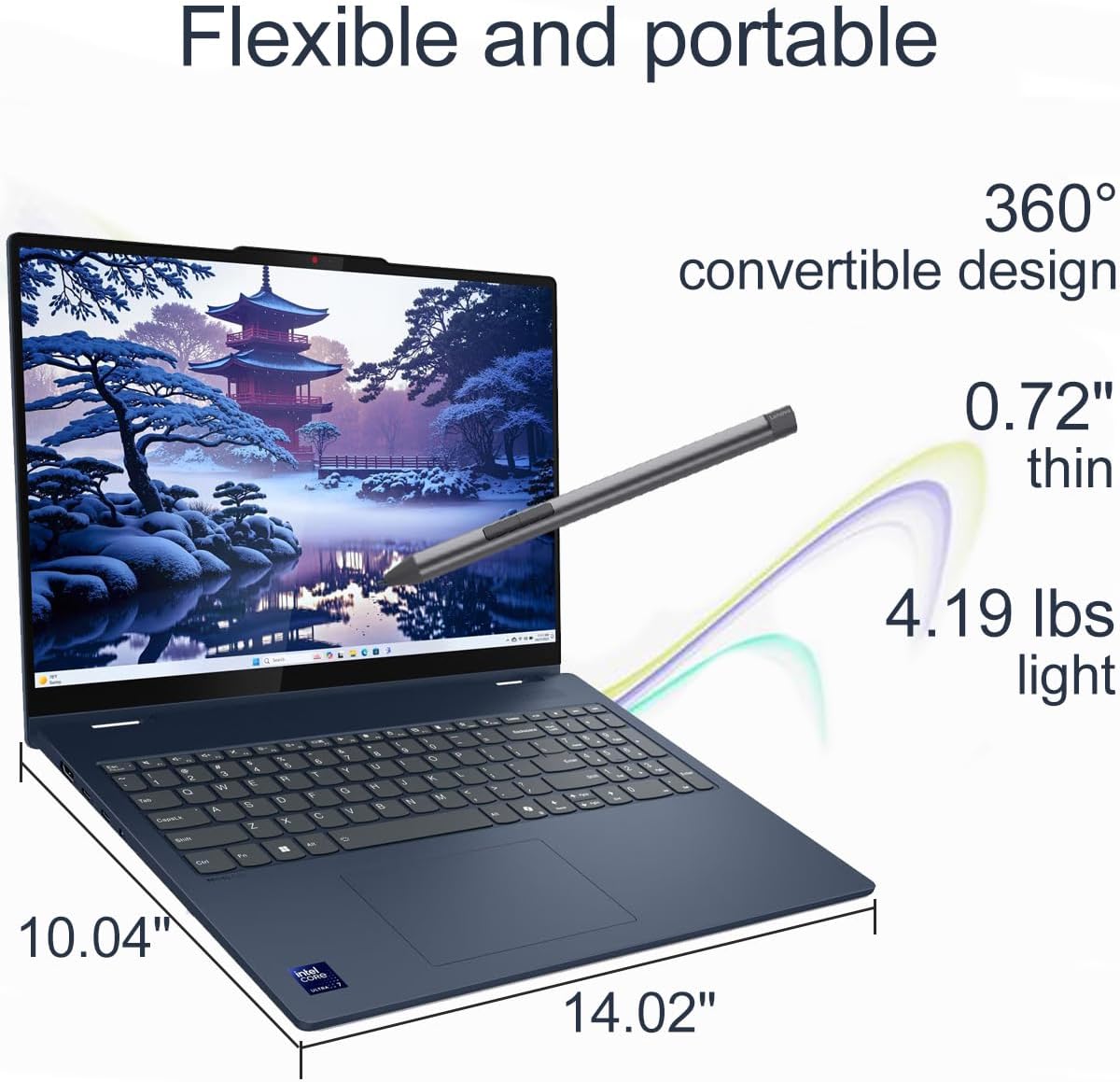 Lenovo IdeaPad Flex 5i 2-in-1 Laptop (16' FHD+ Touchscreen, Intel Ultra 7 Gen 2 255U, 16GB RAM, 512GB SSD, Digital Pen, 12-Core(>i7-1355u)) AI PC for Creator, Designer, IR Webcam, Backlit, Win 11 Home