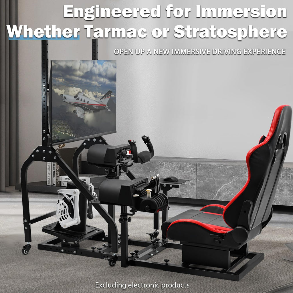 Anman Flight Racing Sim Cockpit with Monitor Stand and Adjustable Ergonomic Seat, Direct-Drive Ready 10Nm, 27-65' Display Mount