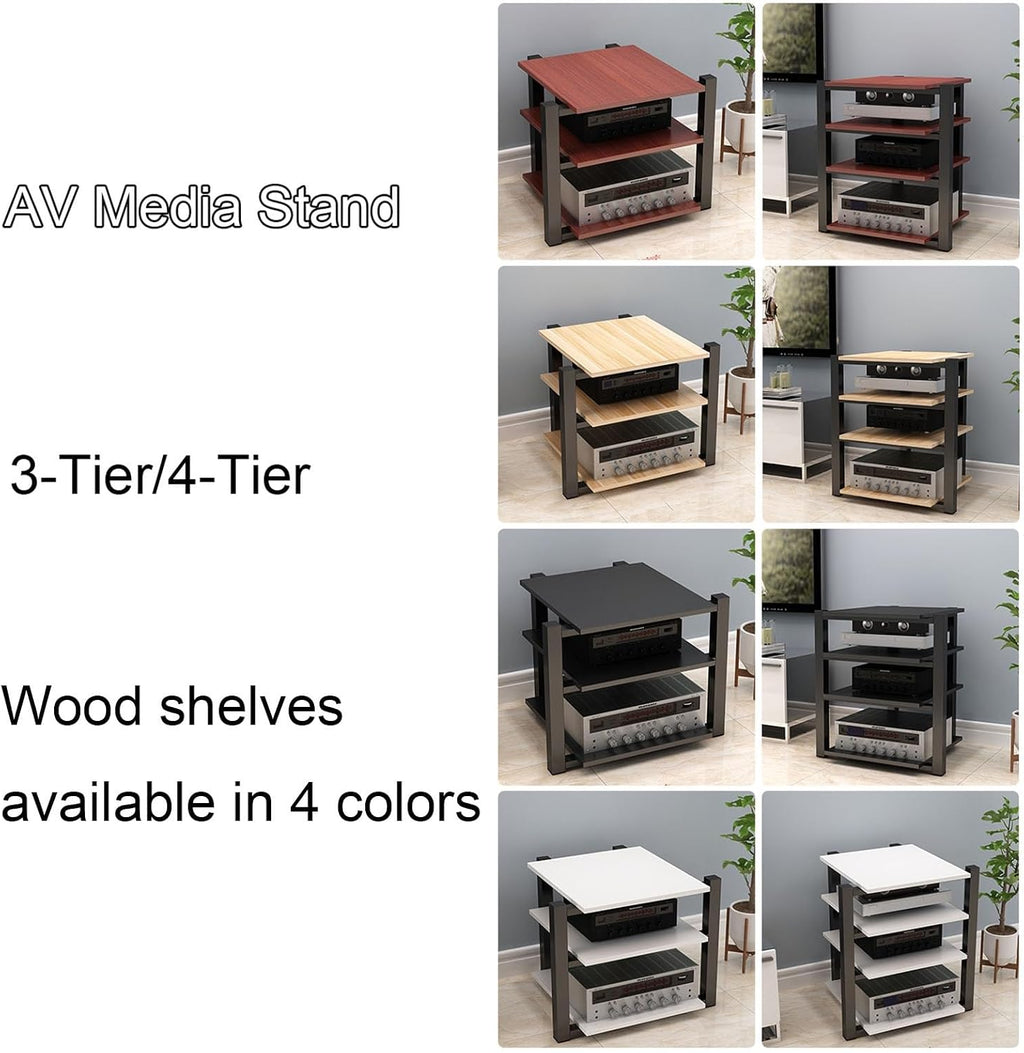 Modern 3-Tier Wooden AV Stand - Stylish Corner Cabinet for Home/Office/Theater, Storage for CD Players & Audio Equipment, Functional & Sleek Design