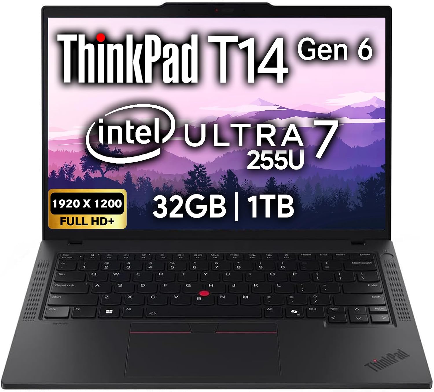 Lenovo ThinkPad T14 Gen 6 Business Laptop 14' FHD+ IPS, Intel Ultra 7 255U, 32GB DDR5 RAM, 1TB SSD, 5MP Webcam, Fingerprint, Backlit, Wi-Fi 6E, 2 Thunderbolt 4, AI PC, W11P