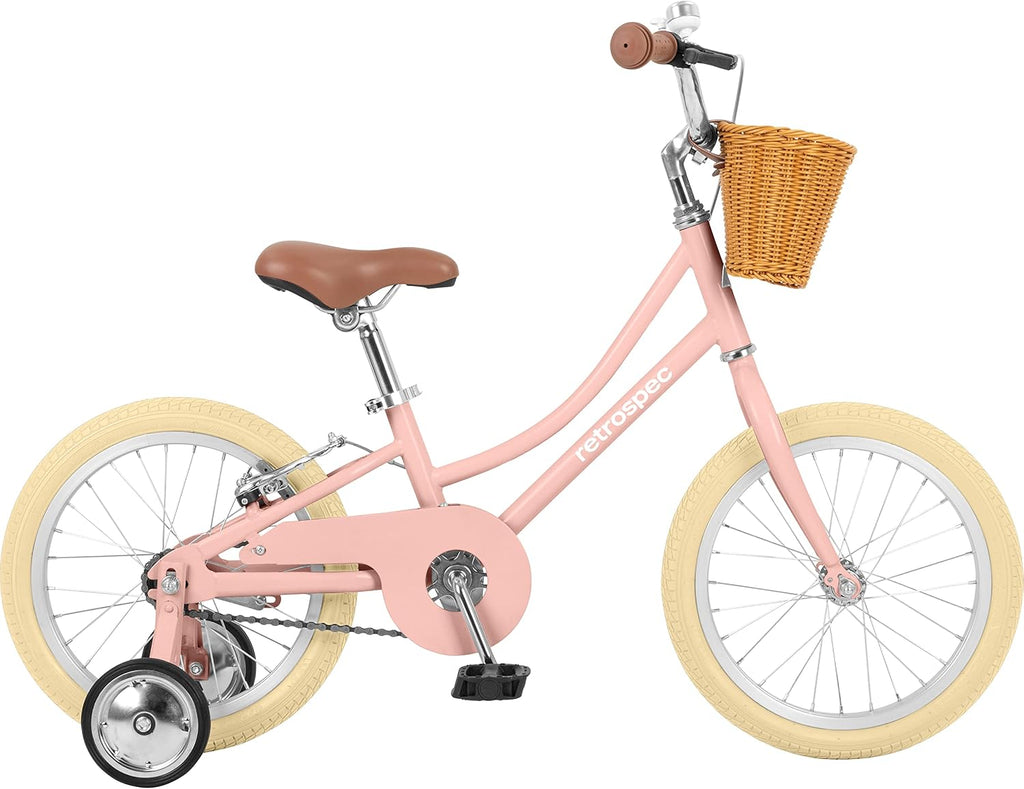 Retrospec Beaumont Mini 16in Kids Bike with Training Wheels & Basket - Beginner Bicycle for 4-6 Year Olds, Low-Profile Frame, V-Brakes & Safety Bell