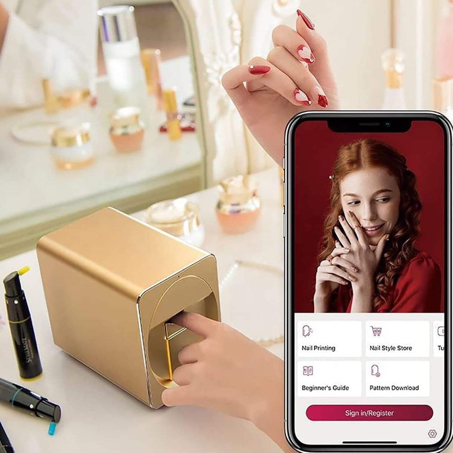 3D Smart Automatic Nail Printer Machine,Multifunction Portable Mobile Nail Painting Machine for Kid/Nail Studio/Manicurist/Nail Lovers，Endless Design Possibilities