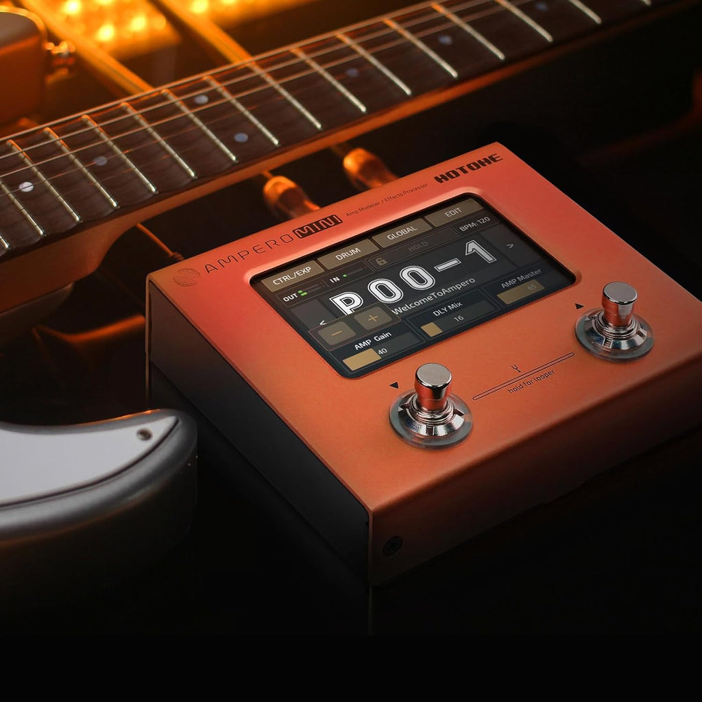 HOTONE Multi Effects Processor Pedal Guitar Bass Amp Modeling IR Cabinets Simulation Multi LanguageStereo OTG USB Audio Interface Ampero Mini MP-50 (Include 10 PCS Additional Footswitch Toppers)