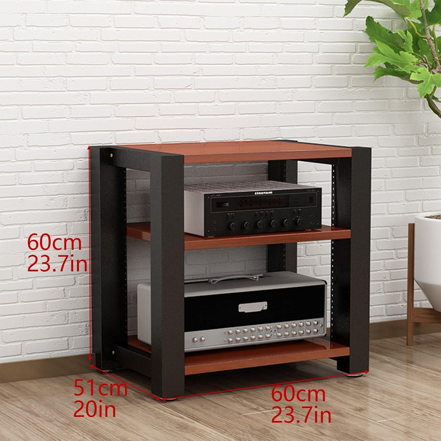 Stereo Racks and Stands, 2/3/4/5 Tier AV Media Stand, Audio Equipment Rack with Adjustable Shelves, Reinforced Steel Frame, Adjustable Footpads, for Home Theater(White,3 Tier 60x51x60cm)