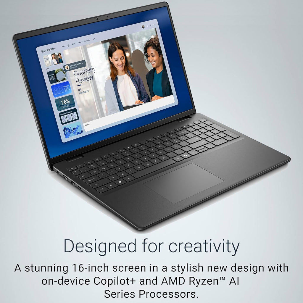 Dell 16-inch Touchscreen Laptop, AMD Ryzen 7 250 Processor, 16 Tops NPU, WiFi 6, Bluetooth, Backlit KB, Windows 11 Home (32GB DDR5 RAM, 1TB PCIe SSD)
