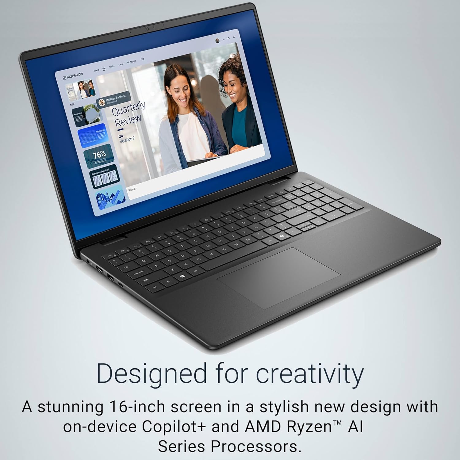 Dell 16-inch Touchscreen Laptop, AMD Ryzen 7 250 Processor, 16 Tops NPU, WiFi 6, Bluetooth, Backlit KB, Windows 11 Home (32GB DDR5 RAM, 1TB PCIe SSD)