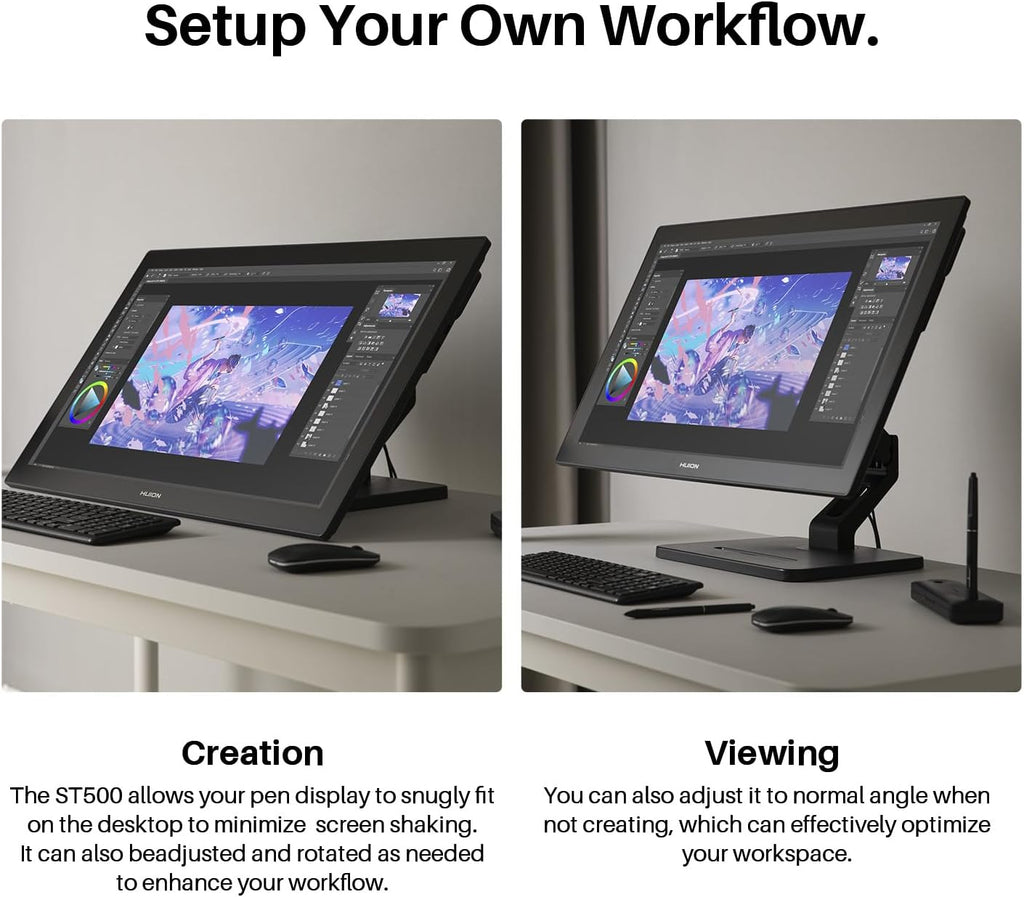 HUION Stand, Single Monitor Arm for 17-32 inch Screens, Holds up to 22 lbs, Adjustable Monitor Mount with Gas Spring Full Motion, VESA 75x75 & 100x100mm