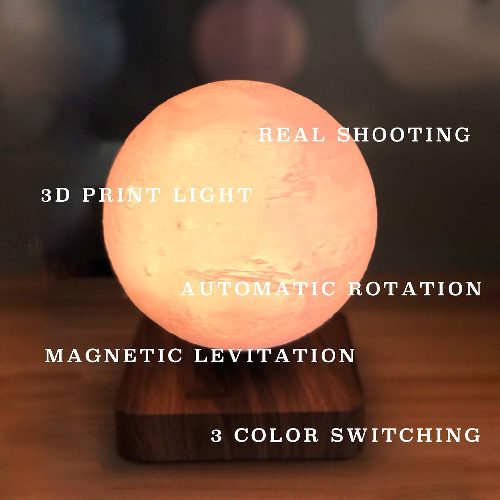 Night Light Moon Light Magnetic Floating Planet Lamp Interior 3D Print LED Bedside Nursing Creative Gift Table Lamp (18cm Mars)