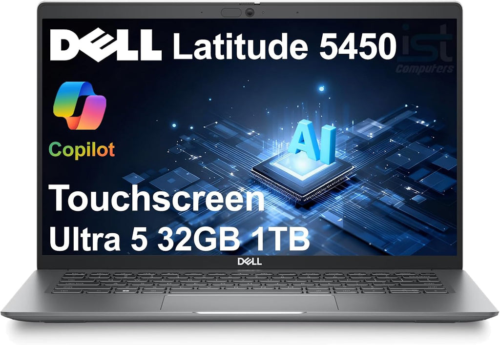 Dell Latitude 5450 5000 Business AI PC Laptop (14' FHD Touchscreen, Intel 12-Core Ultra 5 135U (> i7-1355U), 32GB DDR5 RAM, 1TB SSD), Backlit, IR Webcam, 2x Thunderbolt 4, Ethernet, HDMI, Win 11 Pro