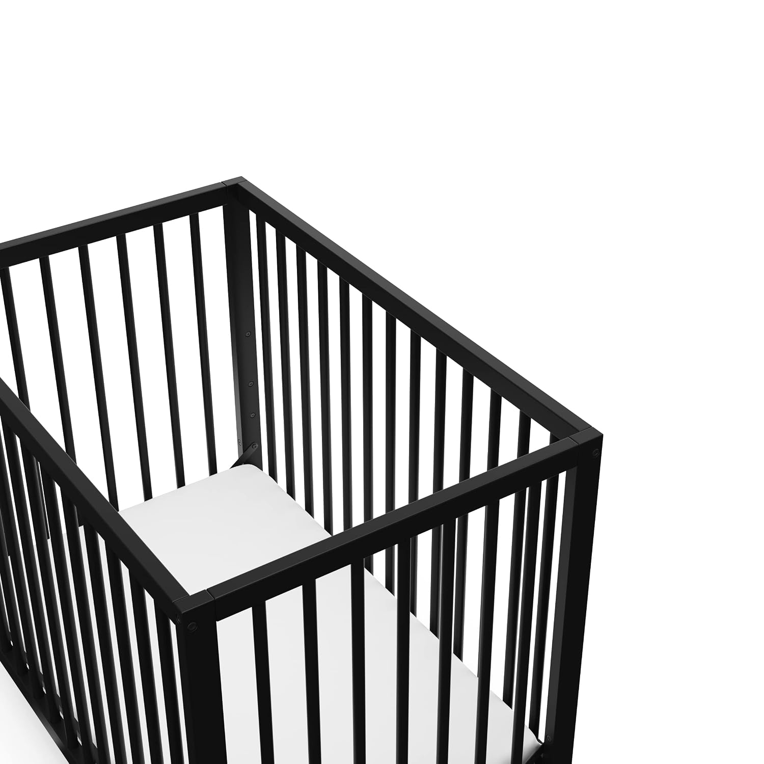 Graco Teddi 4-in-1 Convertible Mini Crib with Bonus Water-Resistant Mattress – GREENGUARD Gold Certified, 2.75-Inch Mattress Included, Small Spaces Crib, Easy 30-Minute Assembly (Black)