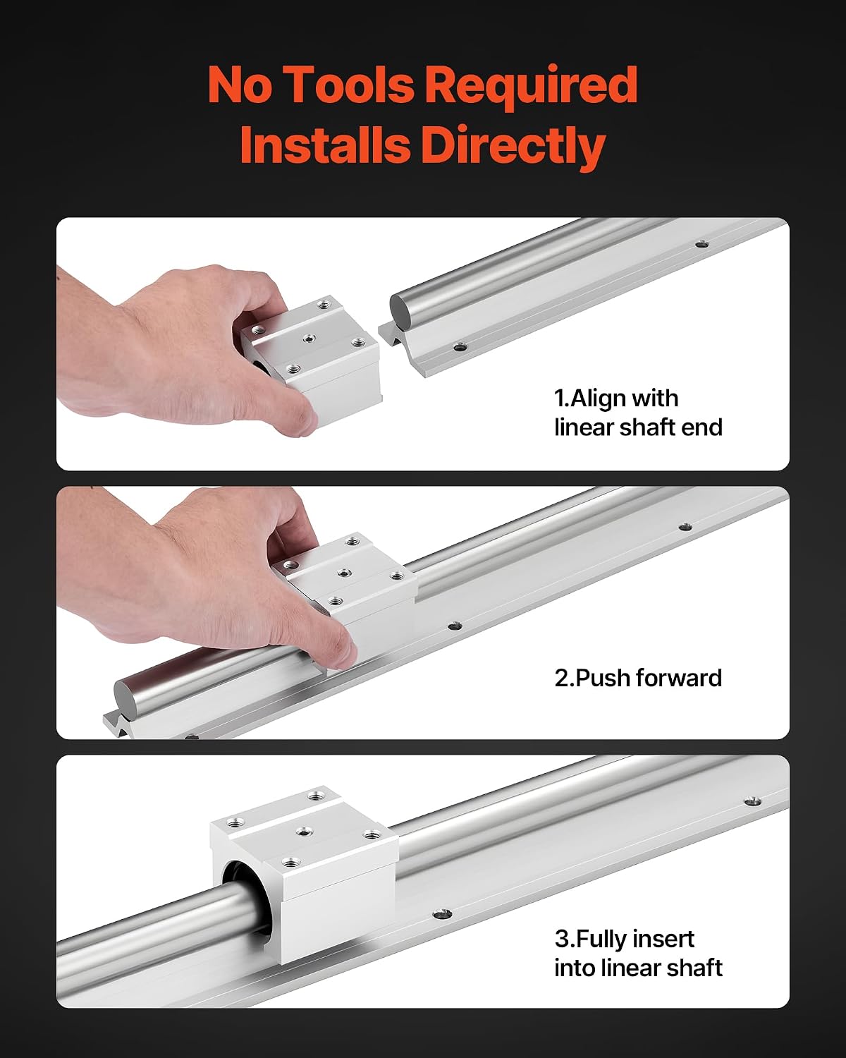 VEVOR Linear Rail Kit, SBR25, 2Pcs 1200 mm (47.24 inch) Linear Motion Guide Rails and 4Pcs Bearing Slide Blocks, Fully Supported Shaft, for Cutting, Grinding, Milling, Drilling Machines, and More