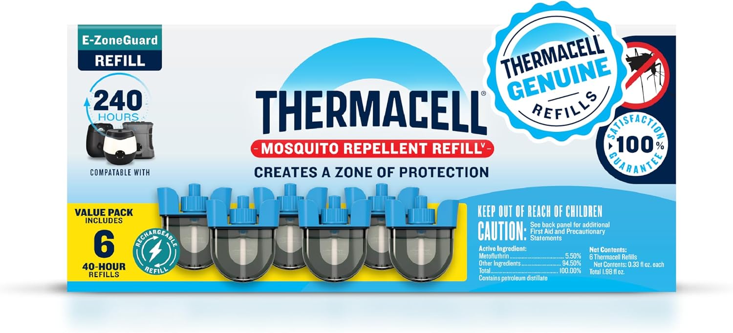 Thermacell Rechargeable Mosquito Repeller Refills; Advanced Repellent Formula Provides 20 Foot Protection Zone; Compatible with Thermacell E-Series & Radius Only; No DEET, Spray or Flame