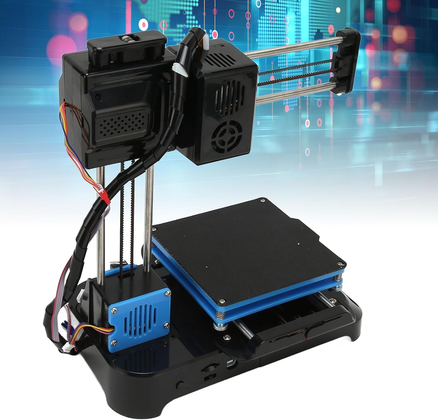 Gonetre FDM Mini 3D Printer Quiet High Accuracy Upgraded Extruder Technology 4x4x4in Printing Volume Small Portable 3D Printer for Beginners Kids DIY Enthusiasts Black (US Plug)