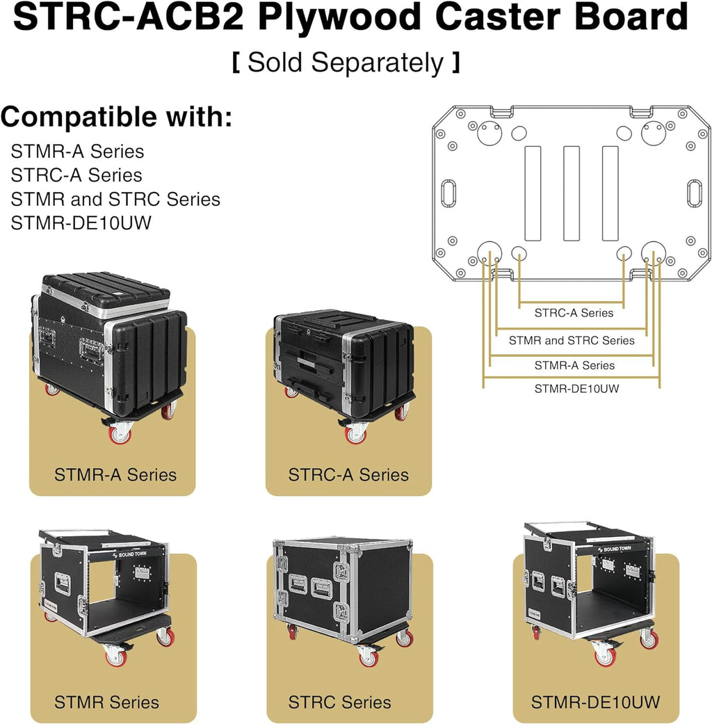 Sound Town Lightweight and Compact 6U ATA ABS Rack Case, with Slant Mixer Top, 21' Depth, 10U Top and 6U Side Spaces (STMR-A10X6U)