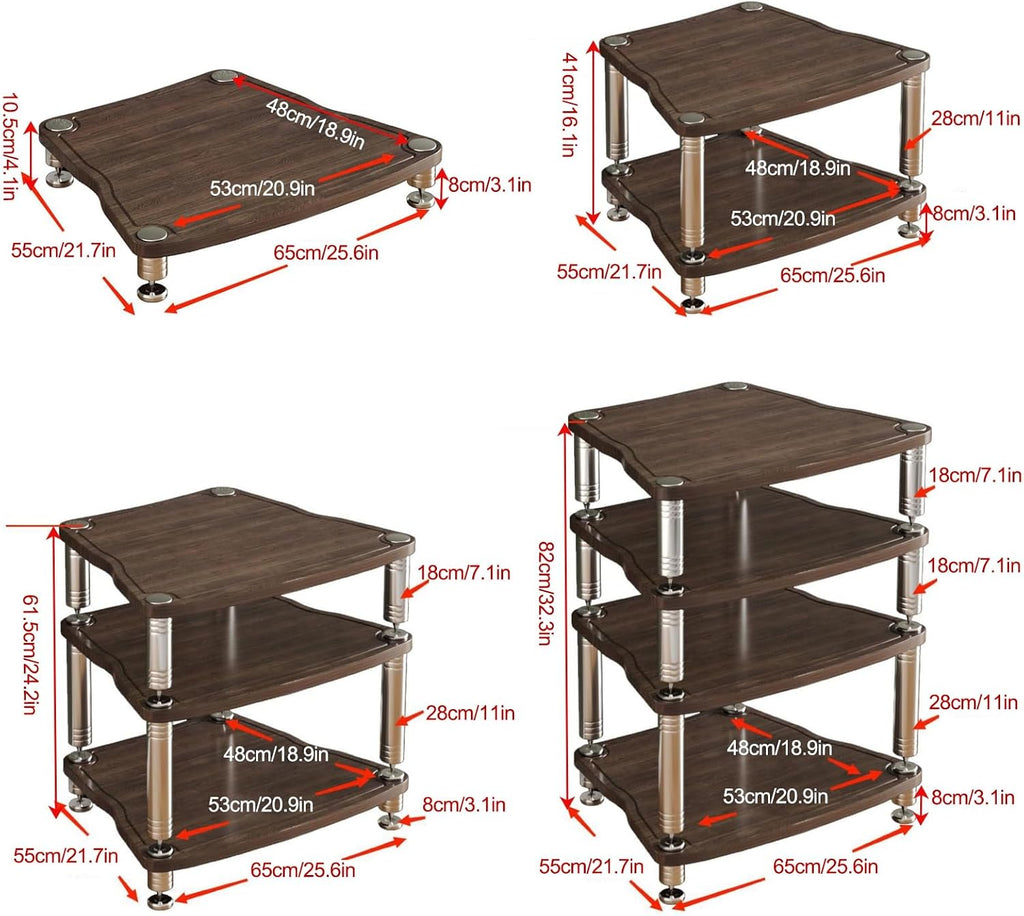 Stereo Racks and Stands AV Media Stand Audio Shelf, CD Rack Entertainment Stereo Component Organizer, for Home/Office/Theater Corner Entertainment Center(Brown,61.5cm/24.2in)