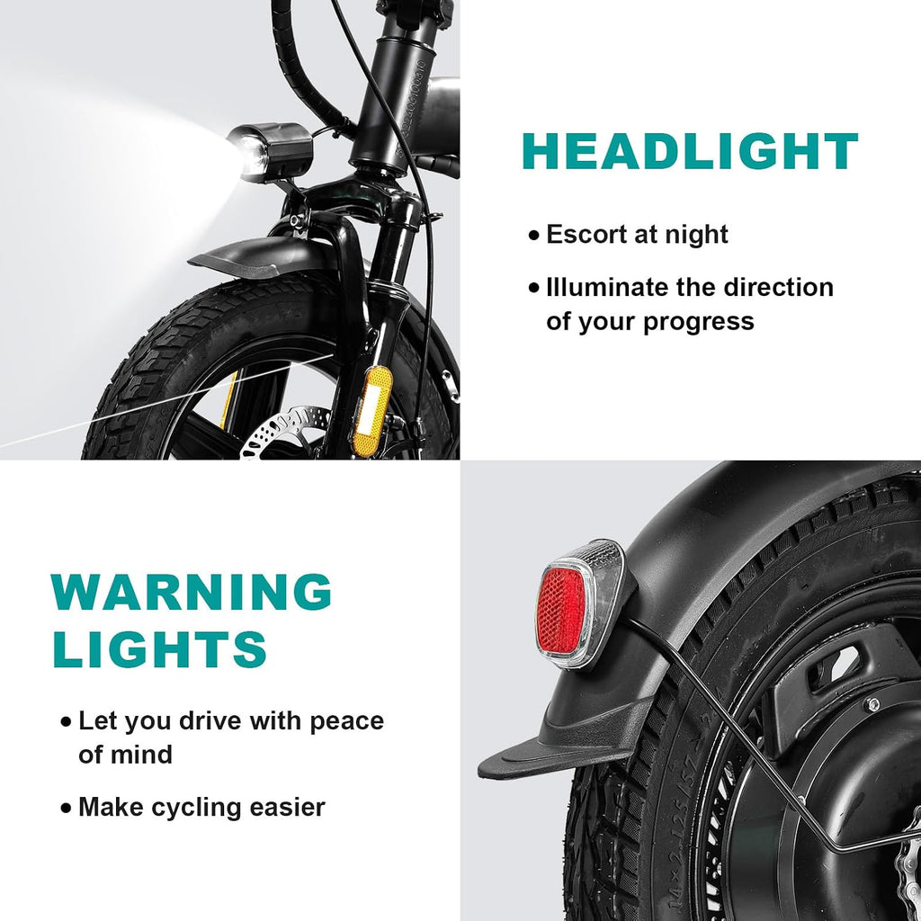 Electric Bike for Adults and Teens, 560-740W Motor, 20-25MPH Compact Commuter Folding Ebike, 32 Miles Range, 48V 10Ah Battery, 3-Level Pedal Assist, 14' Foldable Electric Bicycle, UL 2849 Certified