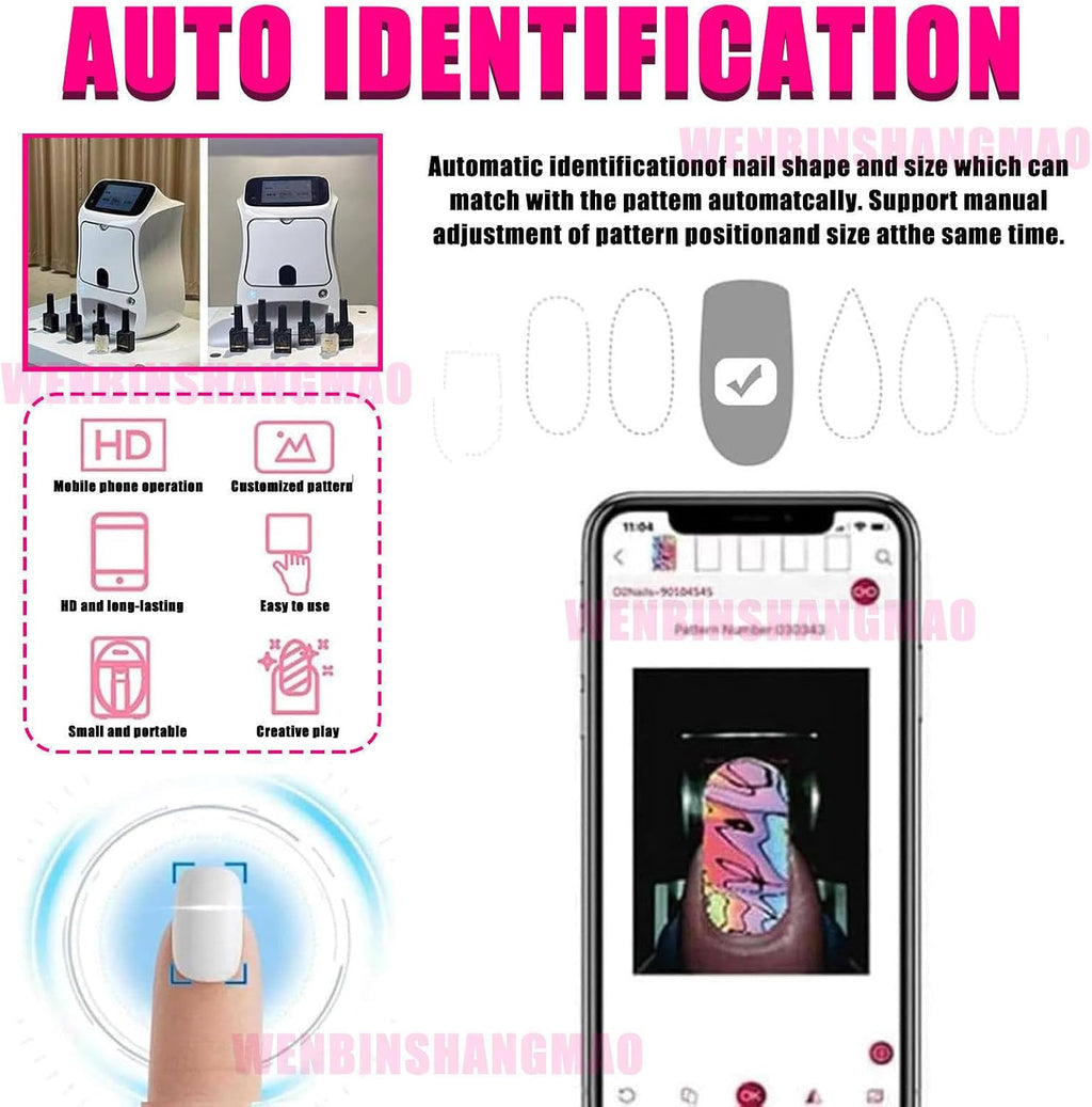 Portable Digital Nail Printer Machine, Automatic 3D Nail Painting Machine with Touch Screen /1000+ Designs, Smart DIY Nail Art Printing Machine for Home Nail Salon Cute Girls