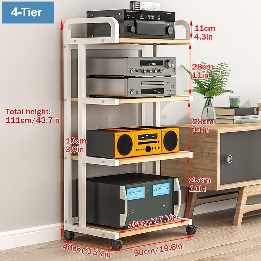 HiFi Rack Record Player Stand, 3/4/5 Tier AV Media Player Stand, Audio/Video Component Stereo Cabinet for Record Player, Amplifier, Entertainment Equipment(Style B,50x40x111cm)