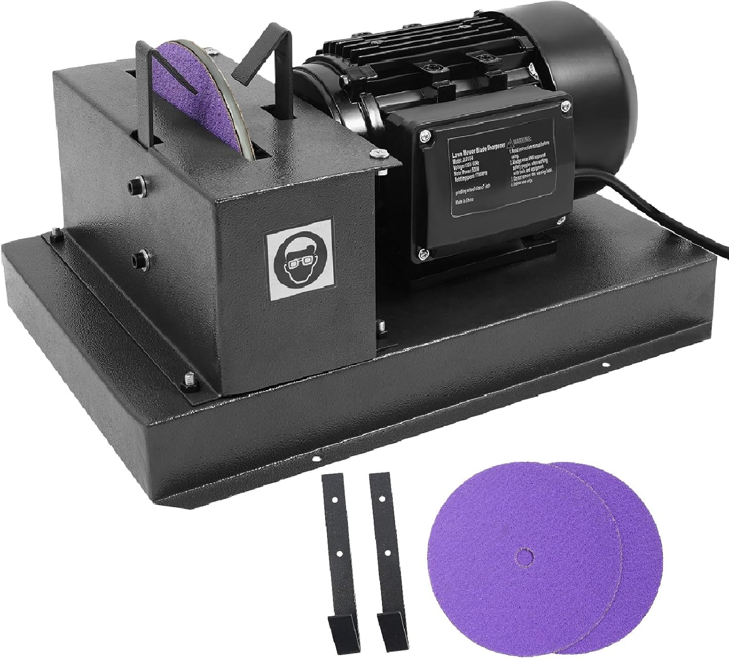2/3HP 500W Lawn Mower Blade Sharpener, Lawnmower Blade Grinder with 7-inch Grinding Wheel, 1700 RPM Powerful Bench Mower Sharpening Machine for High/Low Lift, Gator & Flat Blades (2/3HP 500W)