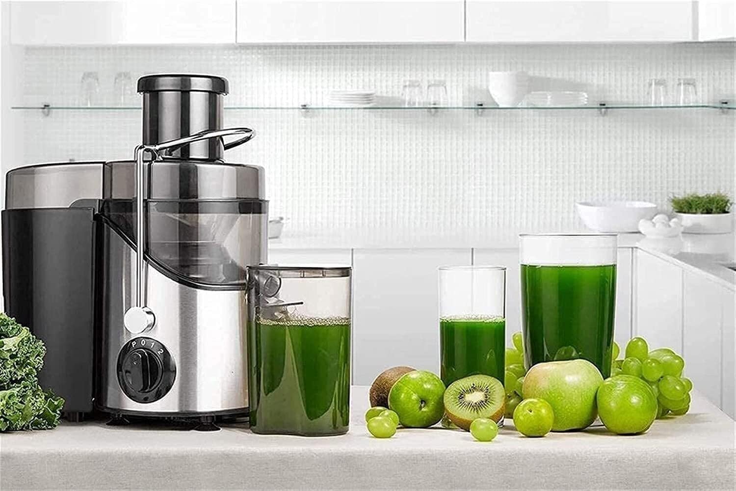 400W Juicer Extractor with Wide Mouth 3' Feed Chute for Fruit Vegetable, Easy to Clean, Stainless Steel