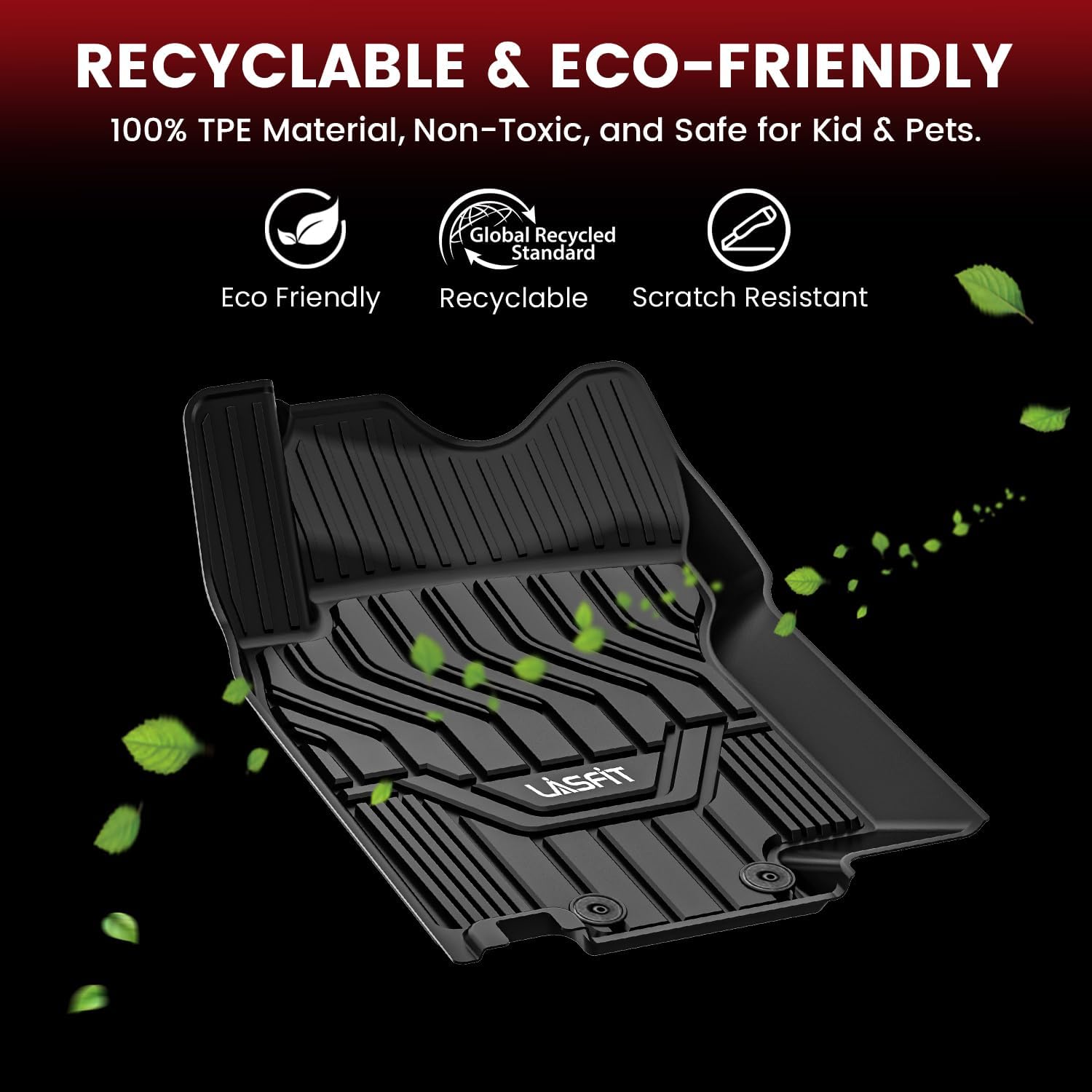 LASFIT Floor Mats for Nissan Rogue 2014-2020 (Not Fit Rogue Sport or Select), All Weather TPE Custom Fit Durable Floor Liners for Rogue S/SV/SL 2020 2019 2018 2017-2014 1st & 2nd Row Car Mats