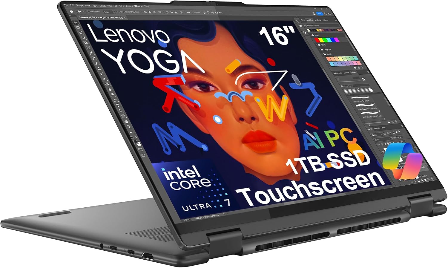 Lenovo Yoga 7i 2-in-1 AI Business Laptop (16' FHD+ Touchscreen, Intel Ultra 7 155U (Beat i7-1355U), 16GB DDR5 RAM, 1TB SSD), Backlit, FHD IR Webcam, Fingerprint, Thunderbolt 4, Win 11 Pro, AI PC
