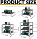 1/2/3/4-Tier Stereo Rack AV Media Stand with Tempered Glass Shelves, Audio Rack Tower AV Equipment Cabinet CD Record Player Stereo Receiver Display Stand(Clear Glass,2 Tier)