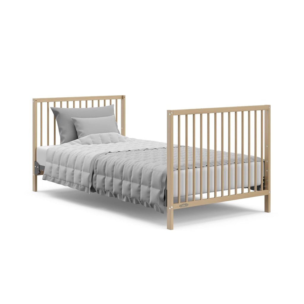 Graco Teddi 4-in-1 Convertible Mini Crib with Bonus Water-Resistant Mattress – GREENGUARD Gold Certified, 2.75-Inch Mattress Included, Small Spaces Crib, Easy 30-Minute Assembly (Driftwood)
