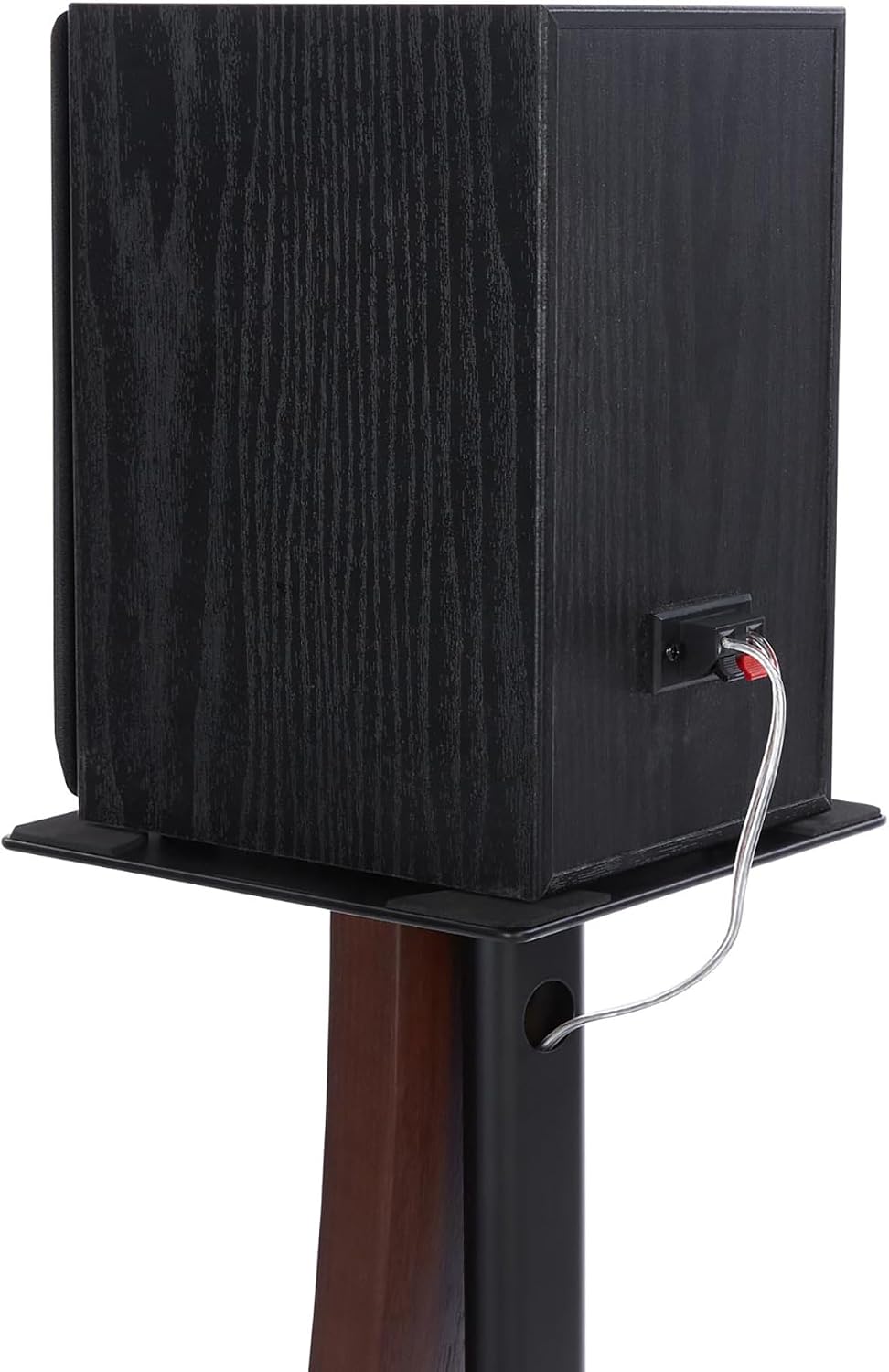 EXIMUS One Pair Fixed Height Universal Speaker Floor Stands with Real Wood - Espresso - 290 Series