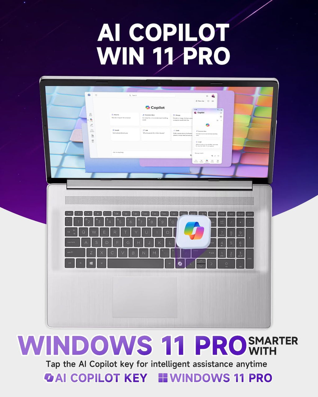HP 17-inch Touchscreen Business Laptop - AMD Ryzen 5 7430U(4.3GHz Max) · HD+ Display · AI Copilot Key · Fast Charge · Privacy Camera · Wi-Fi 6 · Win 11 Pro · Redragon Kit (32GB RAM | 1TB SSD)