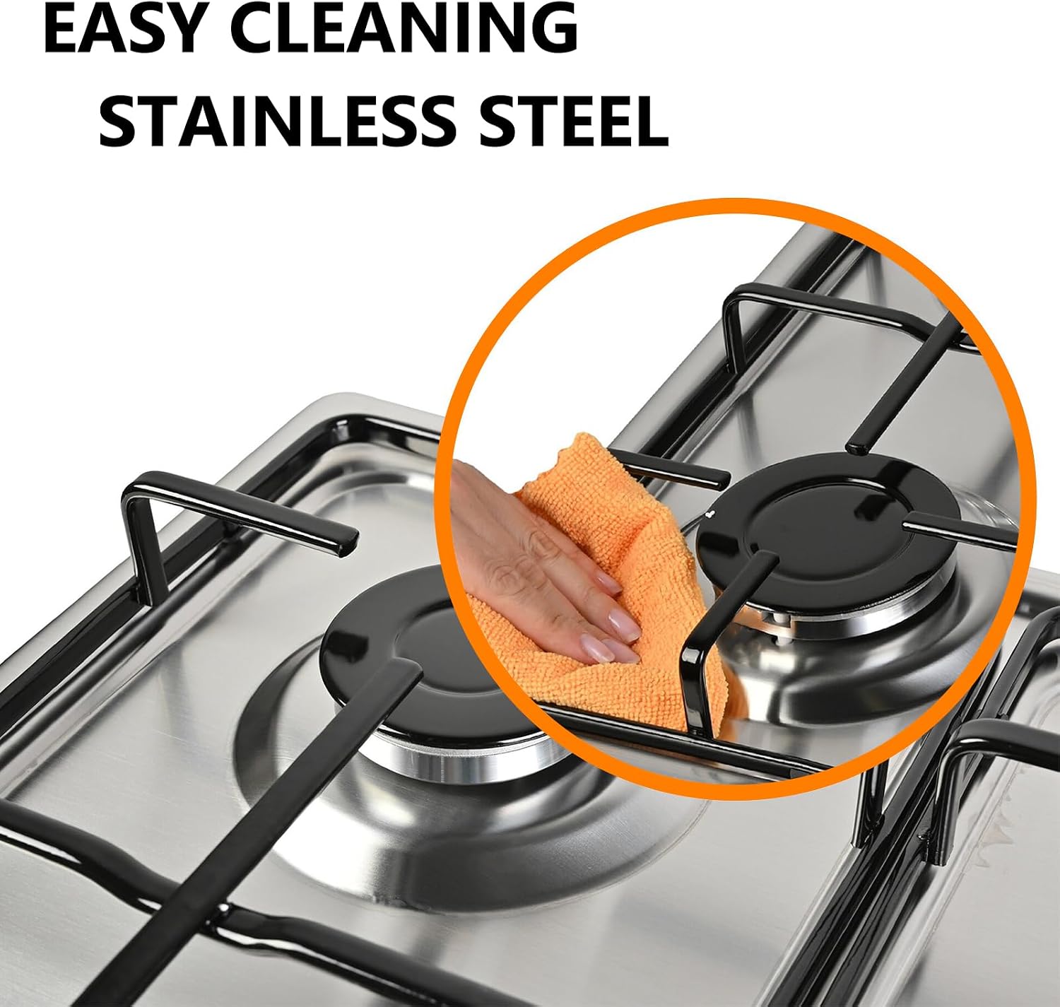 Gas Stove 24 inch, Propane Gas Cooktop Gas Stove 4 Burners for RVs, Motor Homes, NG LPG Convertible Gas Hob