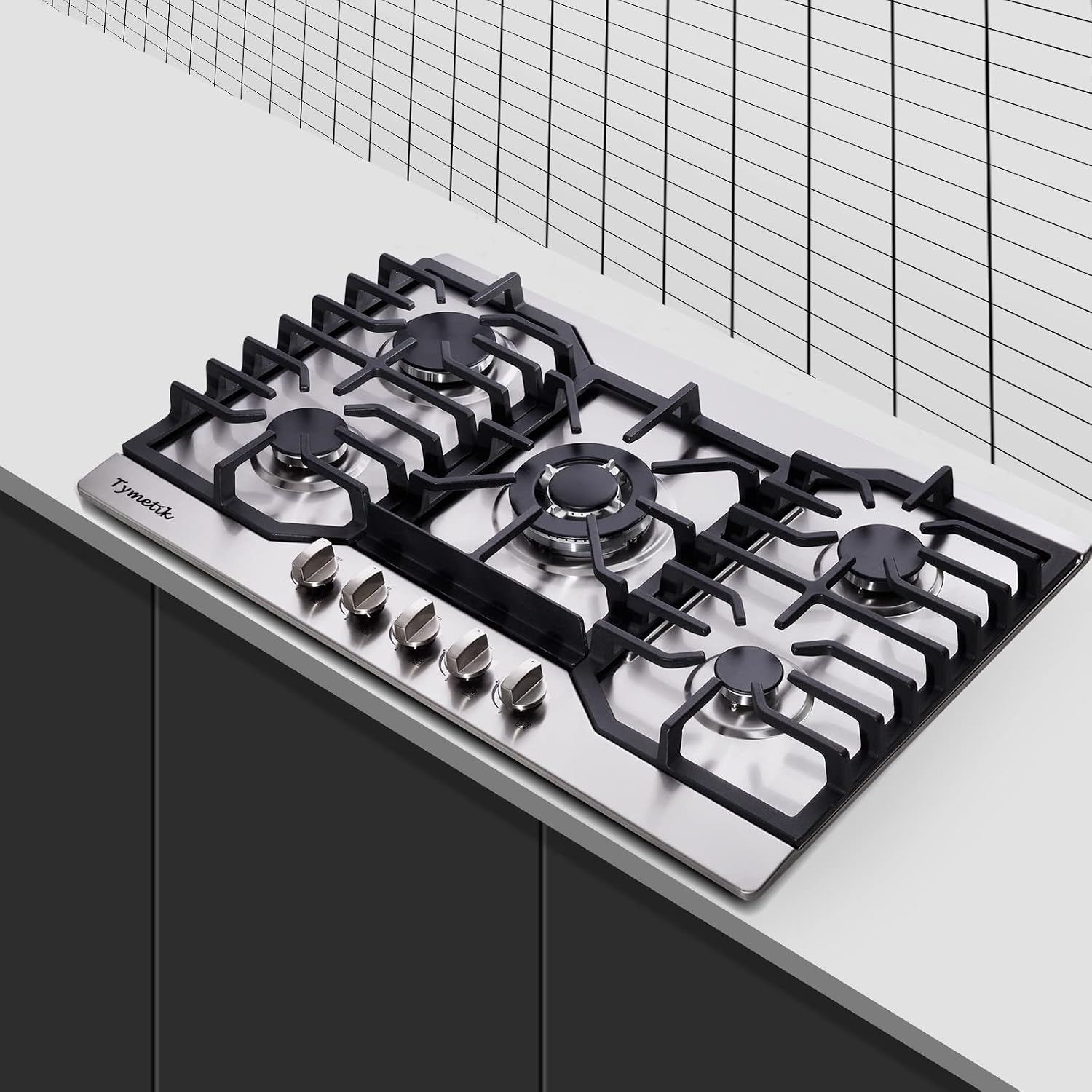Gas Cooktop 30 Inch, 5 High Efficiency Burners Gas Stovetop Stainless Steel Built-in Gas Stove Top Propane/Natural Gas Convertible Gas Hob