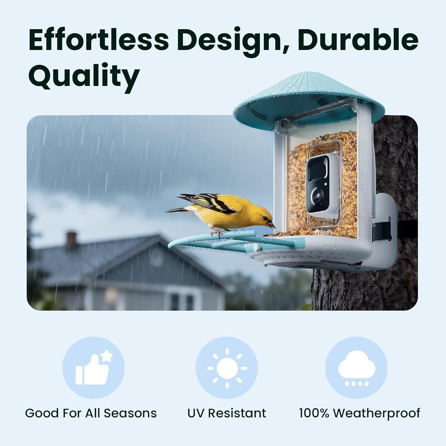 NETVUE by Birdfy Smart Bird Feeder with 2K HD AI Camera Solar Powered, Wireless Wildbird Watching, Live Stream&Color Night Vision, Auto-Capture & Notify, Free Cloud Storage(AI by Subscription)