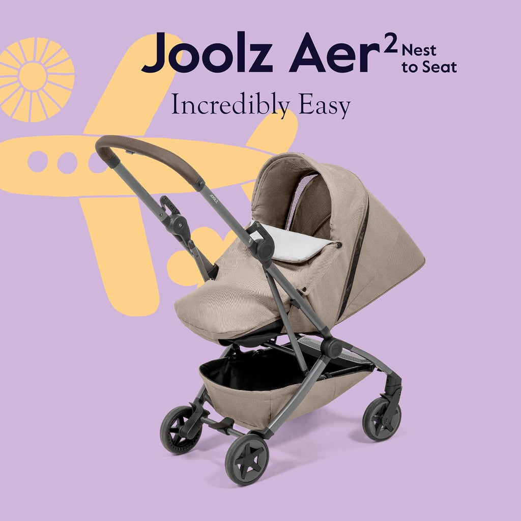 Joolz AER2 Nest-to-Seat Accessory for Newborn-to-Toddler Use (Up to 33 lbs) - Lightweight Compact Parent-Facing Seat, (Chassis Not Included) Airplane-Approved - One-Hand Fold - (Sandy Taupe)