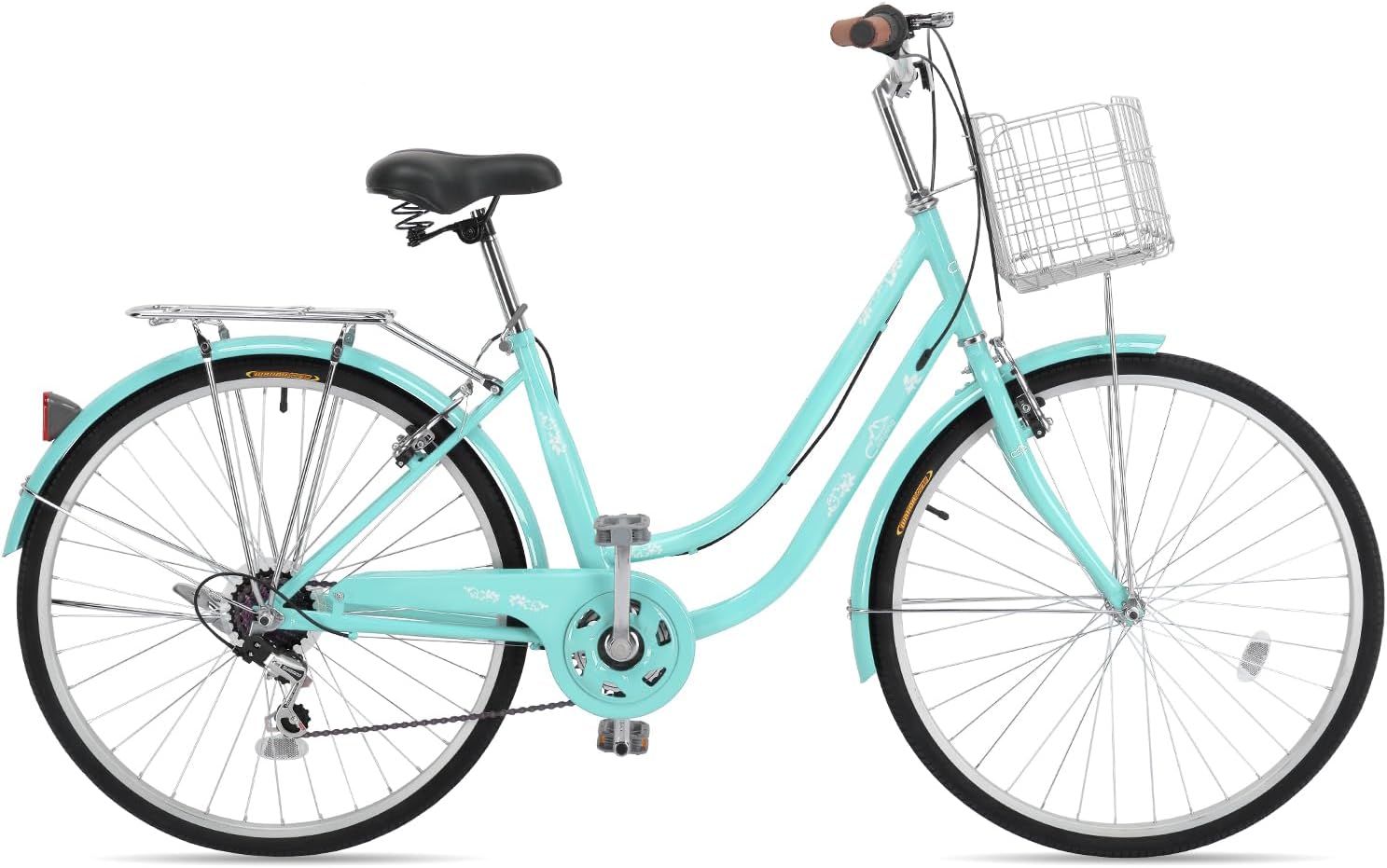 CamPingSurvivals 26' Beach Cruiser Bike, Commuter Bicycle, 7 Speed/Linear Pull Brakes/Widen Seat Men & Women Bike, Adult and Teens Bicycle for Urban Commuter